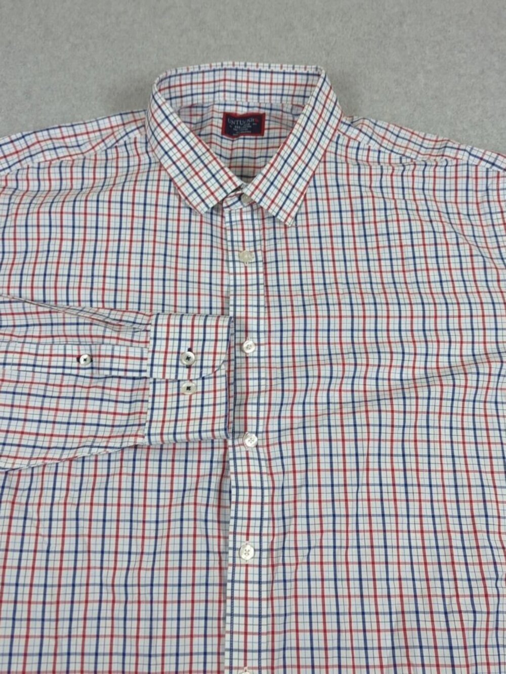 UNTUCKit Shirt Men's 3XLT Tall Red Plaid Long Sleeve Wrinkle Free Button Up